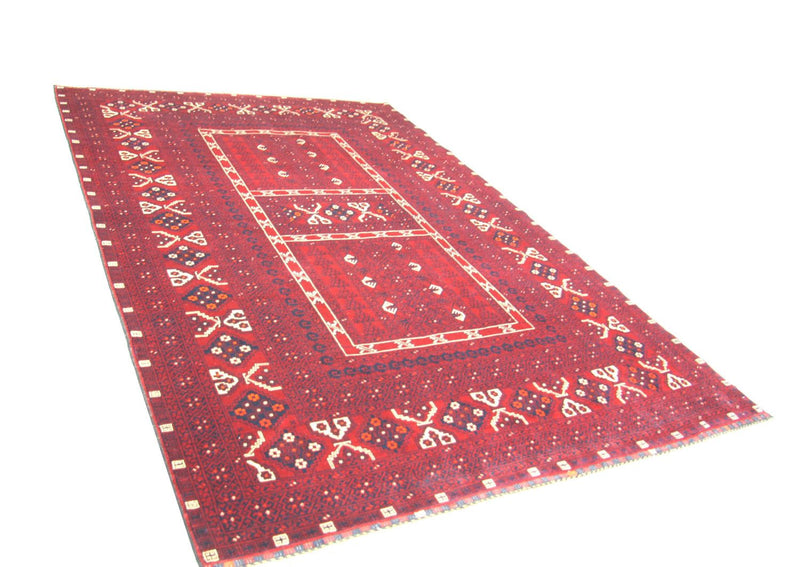 Afghansk tæppe - 230 x 177 cm - rød