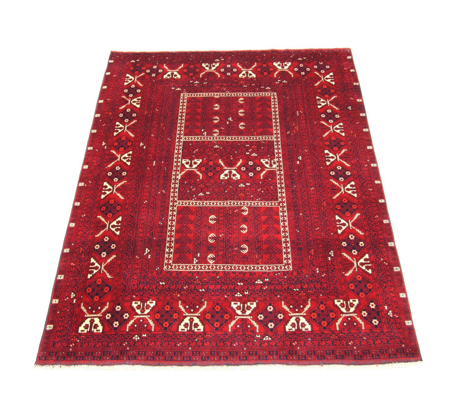 Afghansk tæppe - 248 x 158 cm - rød