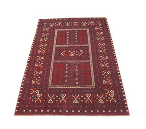 Afghansk tæppe - 246 x 163 cm - rød