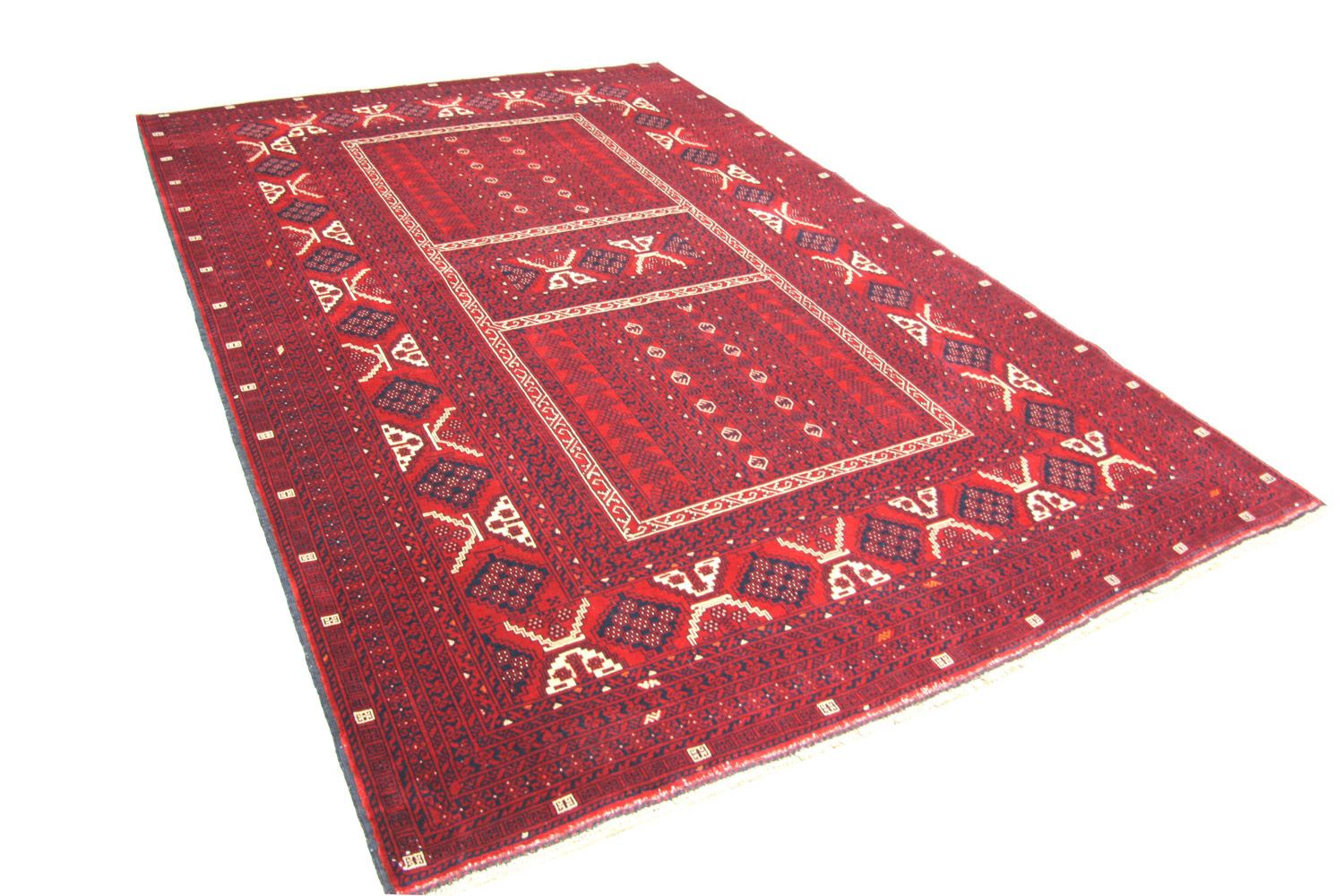 Afghansk tæppe - 246 x 163 cm - rød