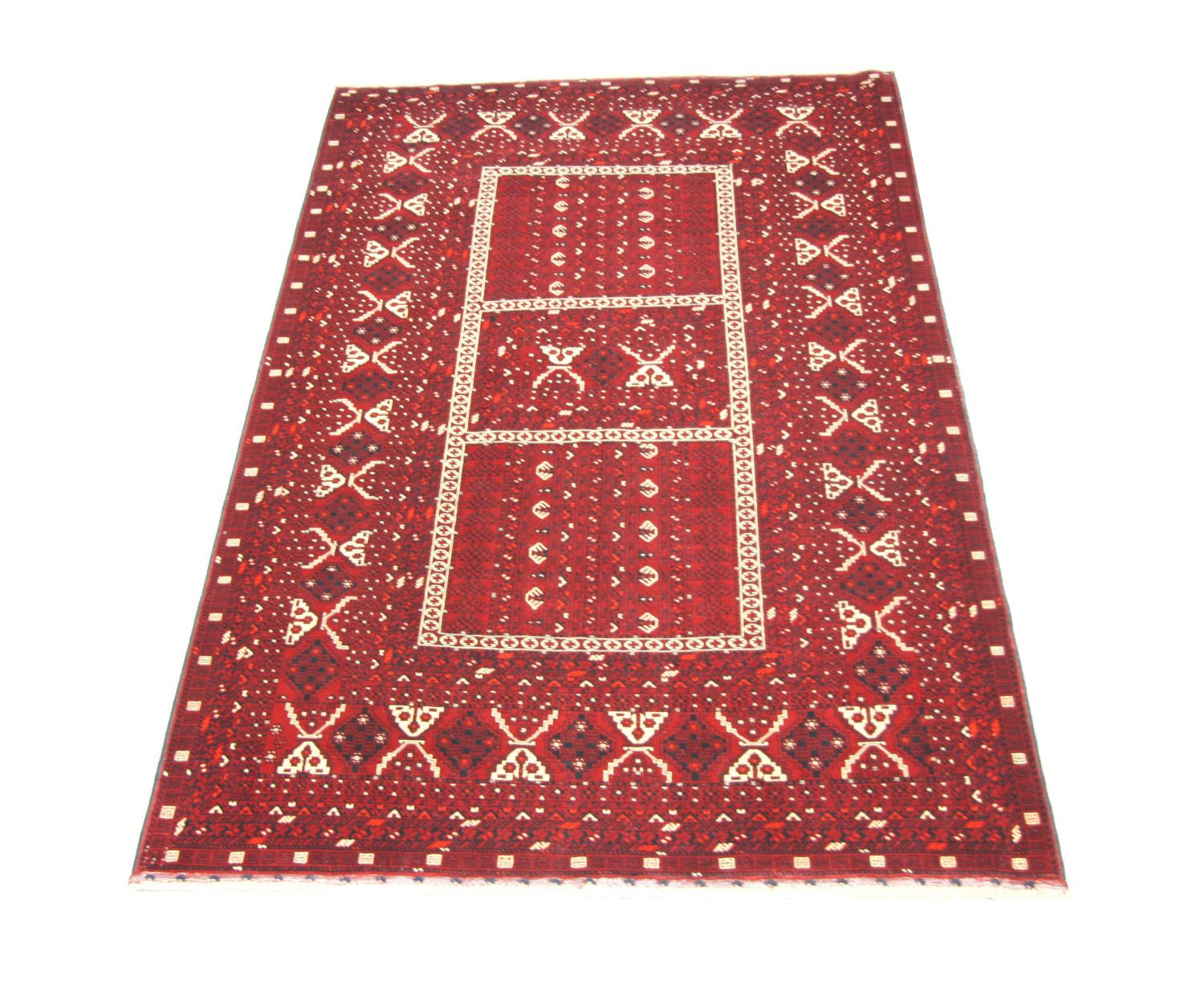 Afghansk tæppe - 247 x 161 cm - rød
