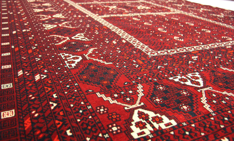 Afghansk tæppe - 247 x 161 cm - rød