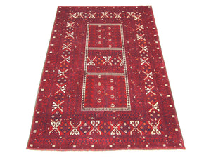 Afghansk tæppe - 248 x 158 cm - rød