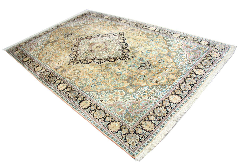 Silketæppe - Kashmir Silk - 290 x 185 cm - blå