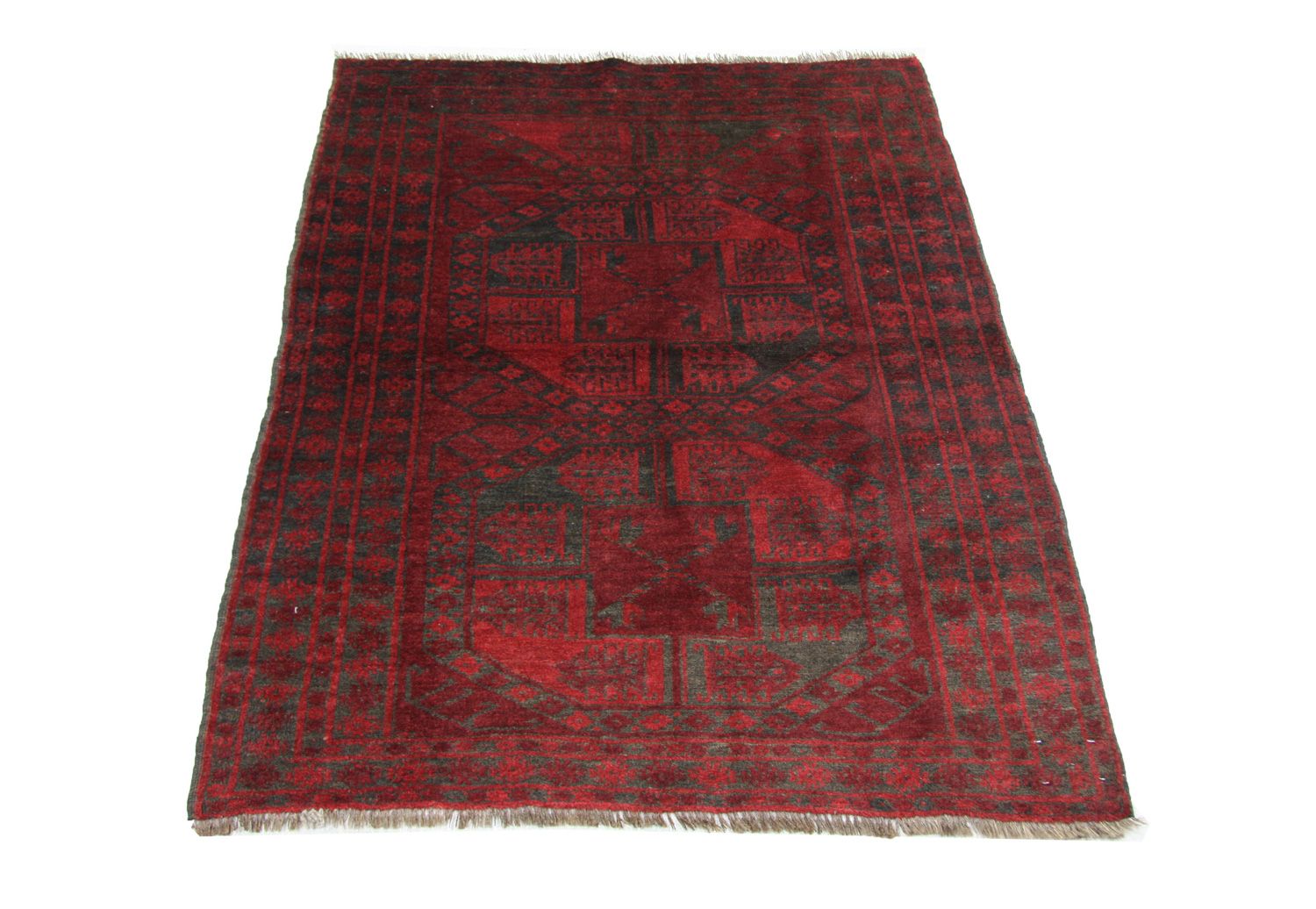 Afghansk tæppe - 154 x 114 cm - rød