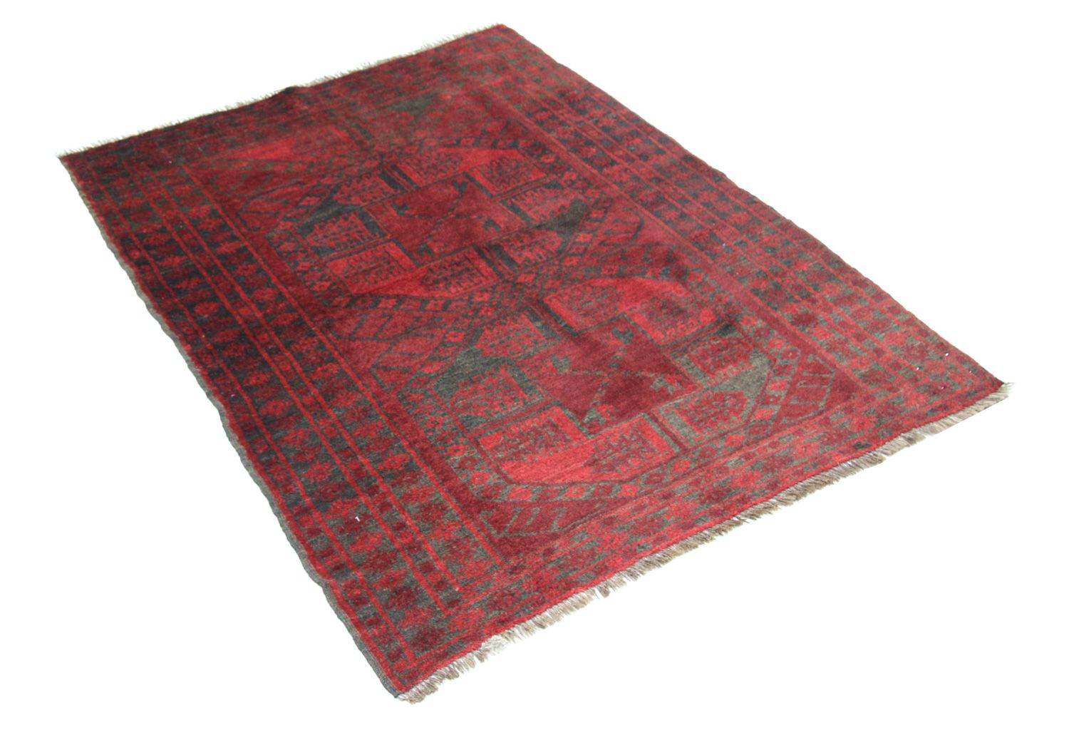 Afghansk tæppe - 154 x 114 cm - rød