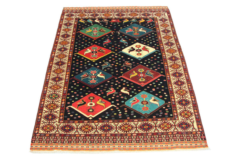 Turkaman-tæppe firkantet  - 158 x 132 cm - blå