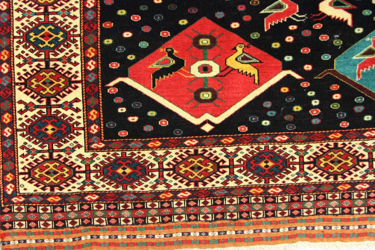 Turkaman-tæppe firkantet  - 158 x 132 cm - blå