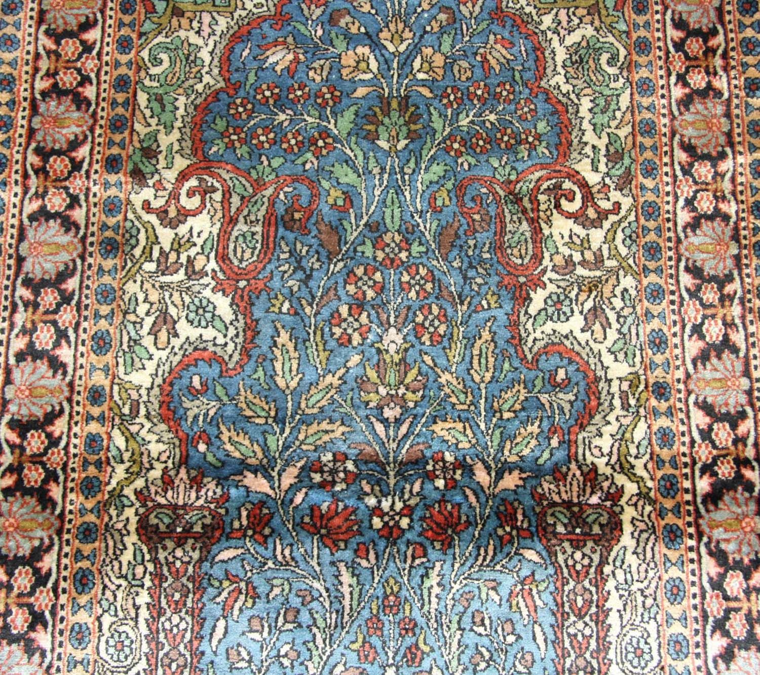 Silketæppe - Kashmir Silk - 156 x 90 cm - blå