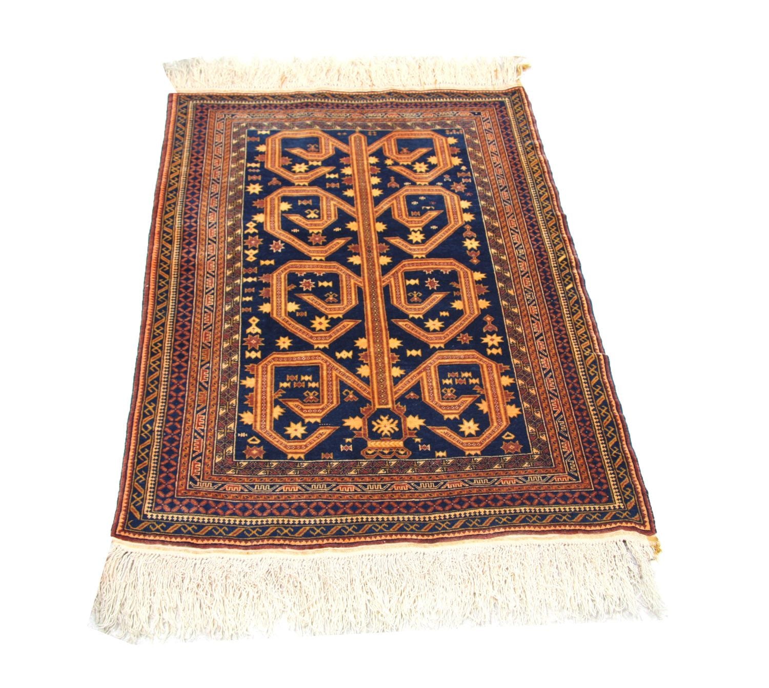 Afghansk tæppe - 140 x 95 cm - blå