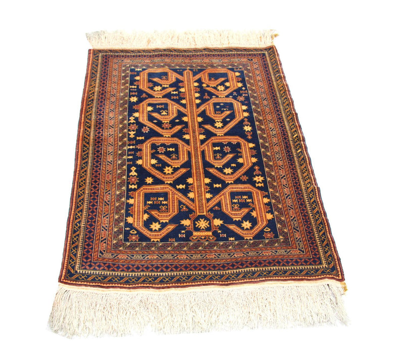 Afghansk tæppe - 140 x 95 cm - blå
