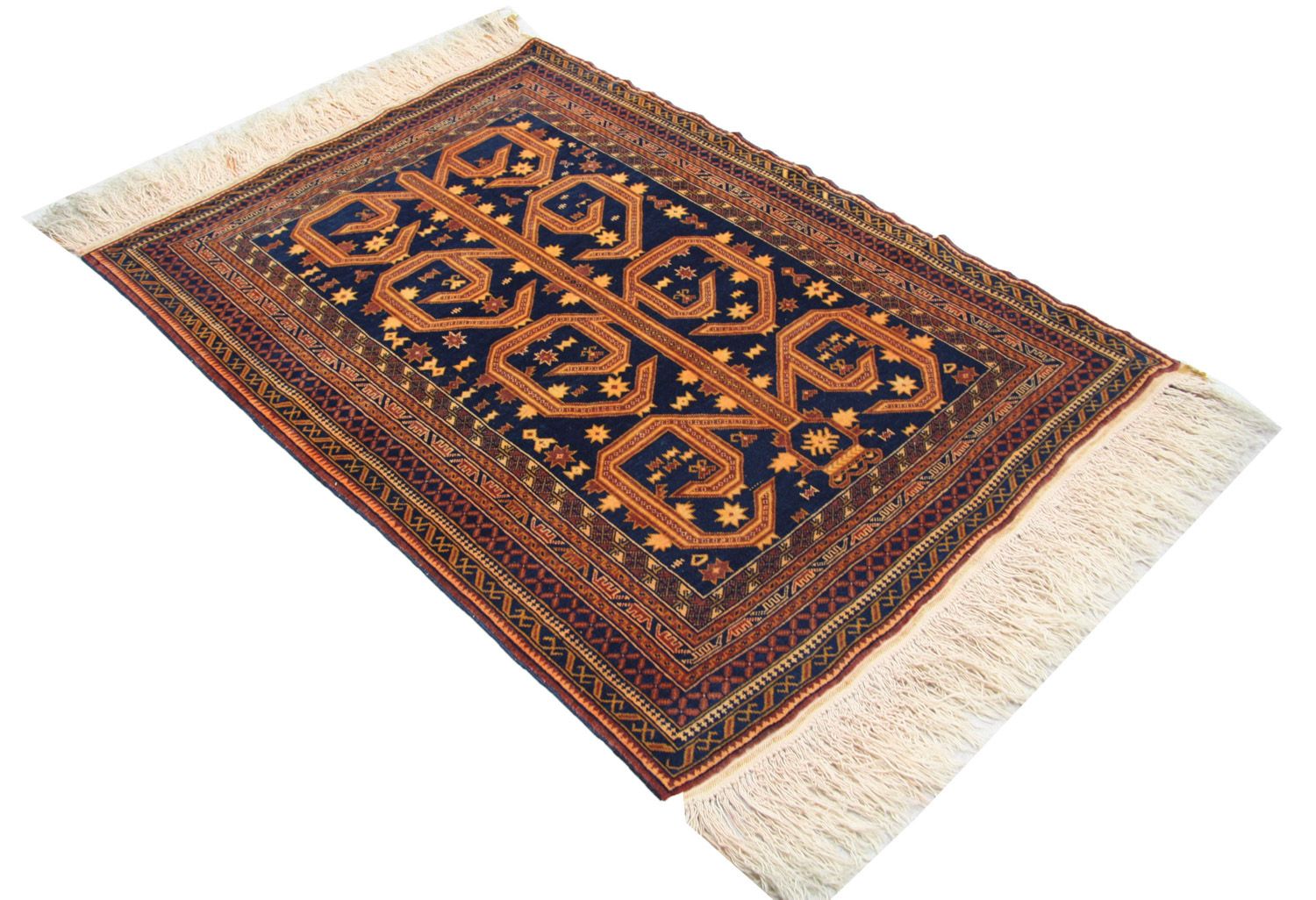 Afghansk tæppe - 140 x 95 cm - blå