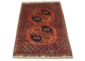 Afghansk tæppe - 142 x 104 cm - brun