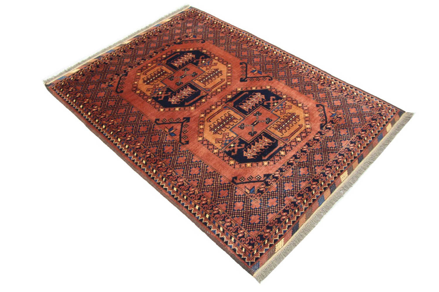 Afghansk tæppe - 142 x 104 cm - brun