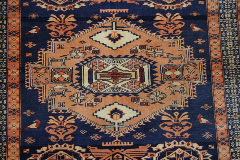 Afghansk tæppe - 129 x 107 cm - blå