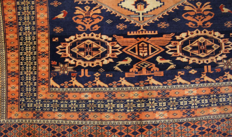 Afghansk tæppe - 129 x 107 cm - blå