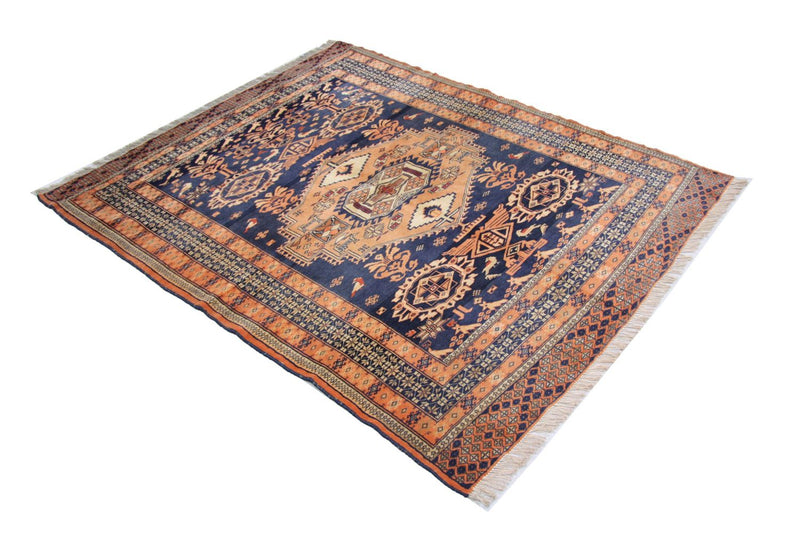 Afghansk tæppe - 129 x 107 cm - blå