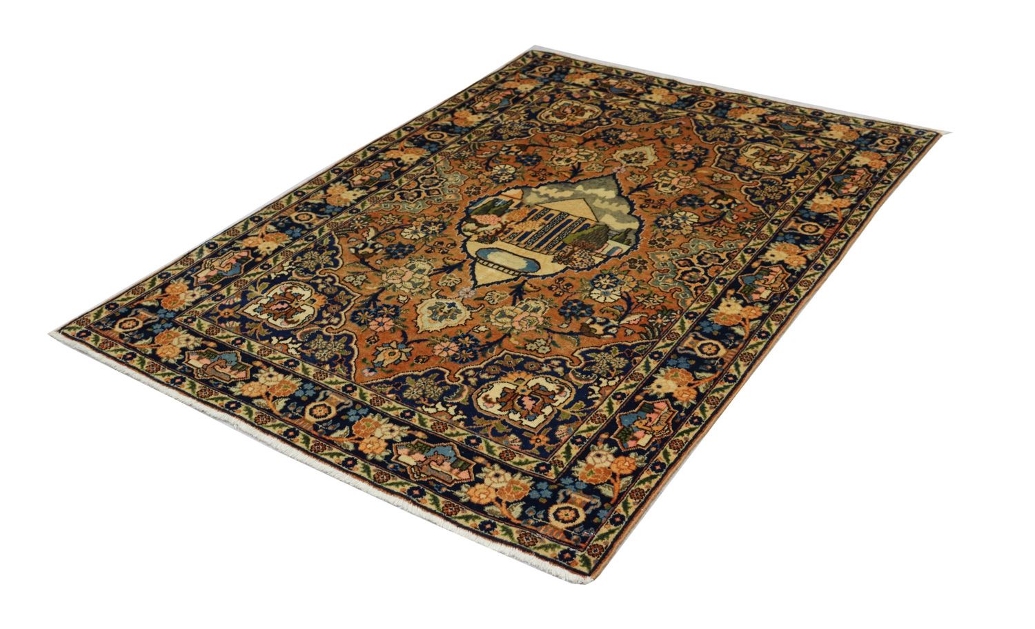 Persisk tæppe - Tabriz - 186 x 133 cm - blå