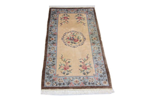 Silketæppe - China Silk - 136 x 70 cm - blå