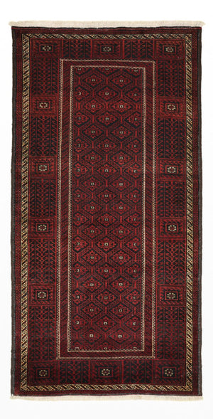 Løber Baluch-tæppe - 203 x 101 cm - mørkerød