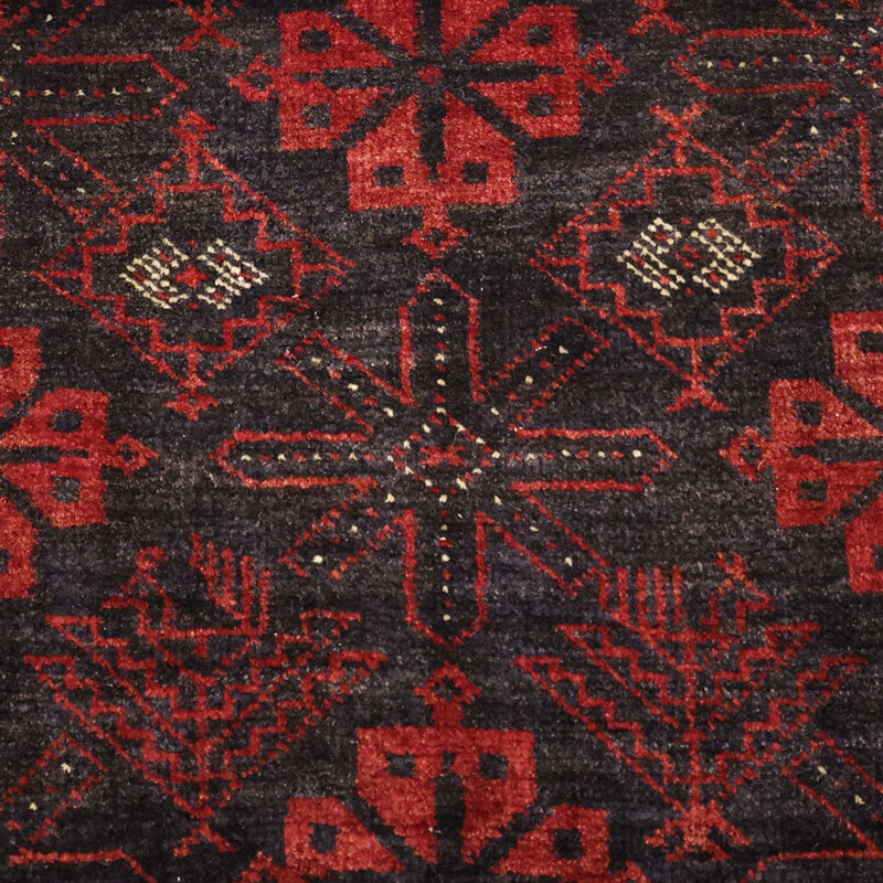 Løber Baluch-tæppe - 193 x 104 cm - mørkerød