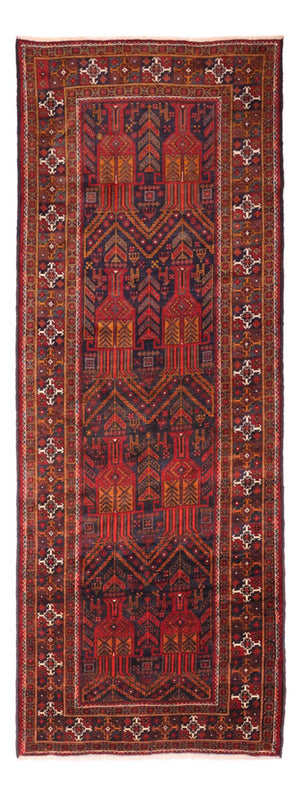 Løber Baluch-tæppe - 293 x 108 cm - mørkerød