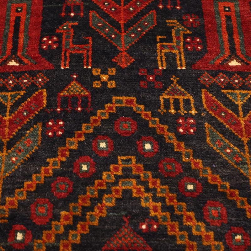 Løber Baluch-tæppe - 293 x 108 cm - mørkerød