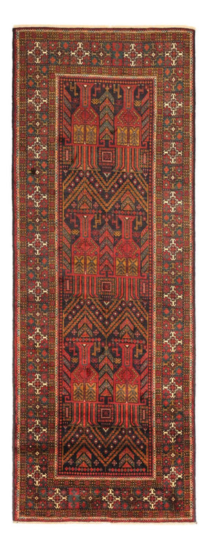 Løber Baluch-tæppe - 297 x 107 cm - mørkerød