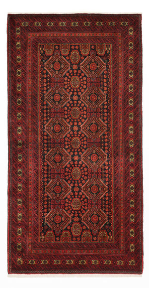 Løber Baluch-tæppe - 223 x 115 cm - mørkerød