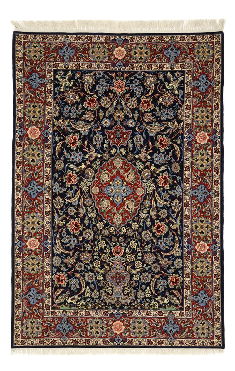Orientalsk tæppe - Isfahan - Halskæde af silke - 166 x 114 cm - mørkeblå