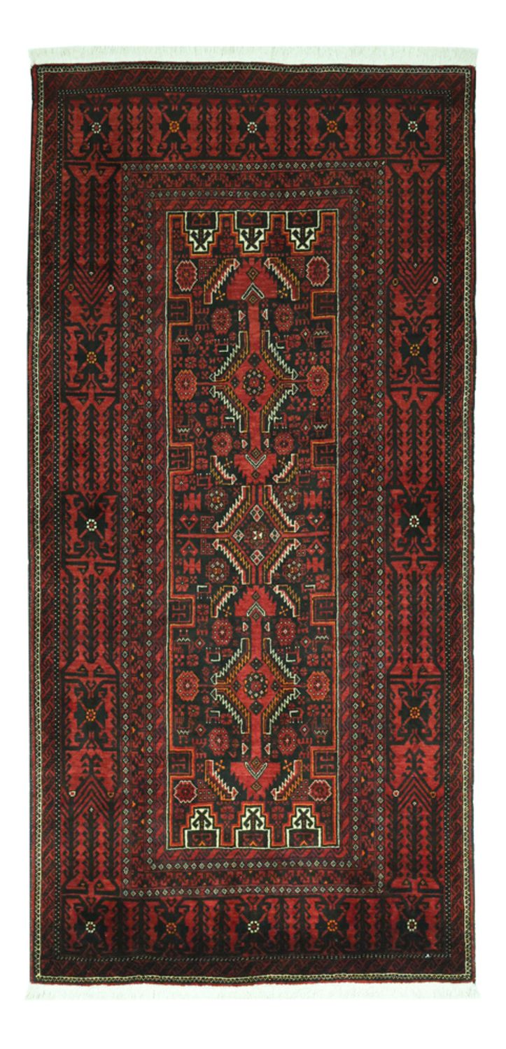 Løber Baluch-tæppe - 201 x 97 cm - mørkerød