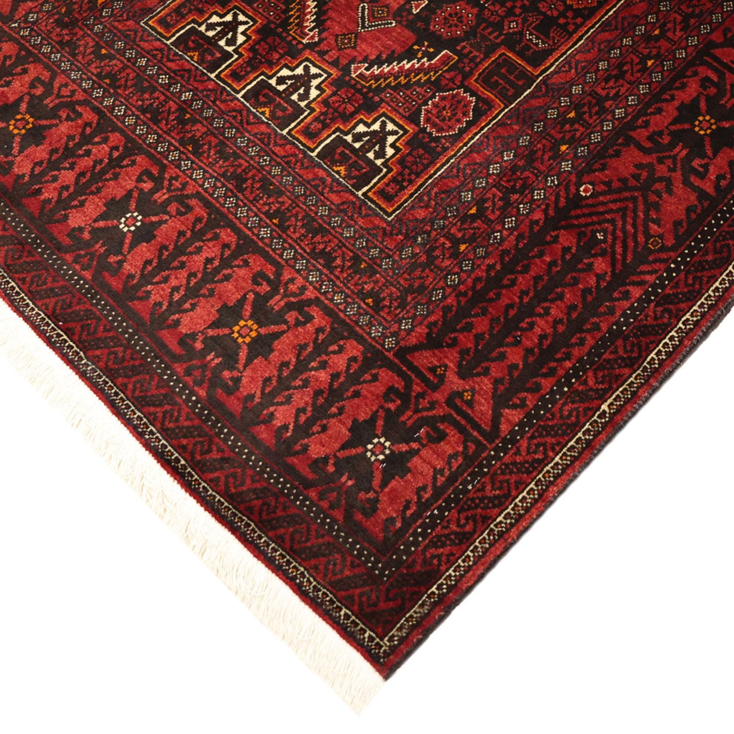Løber Baluch-tæppe - 201 x 97 cm - mørkerød