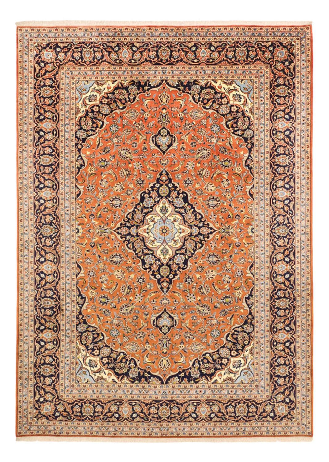 Persisk tæppe - Keshan - 347 x 251 cm - lysrød