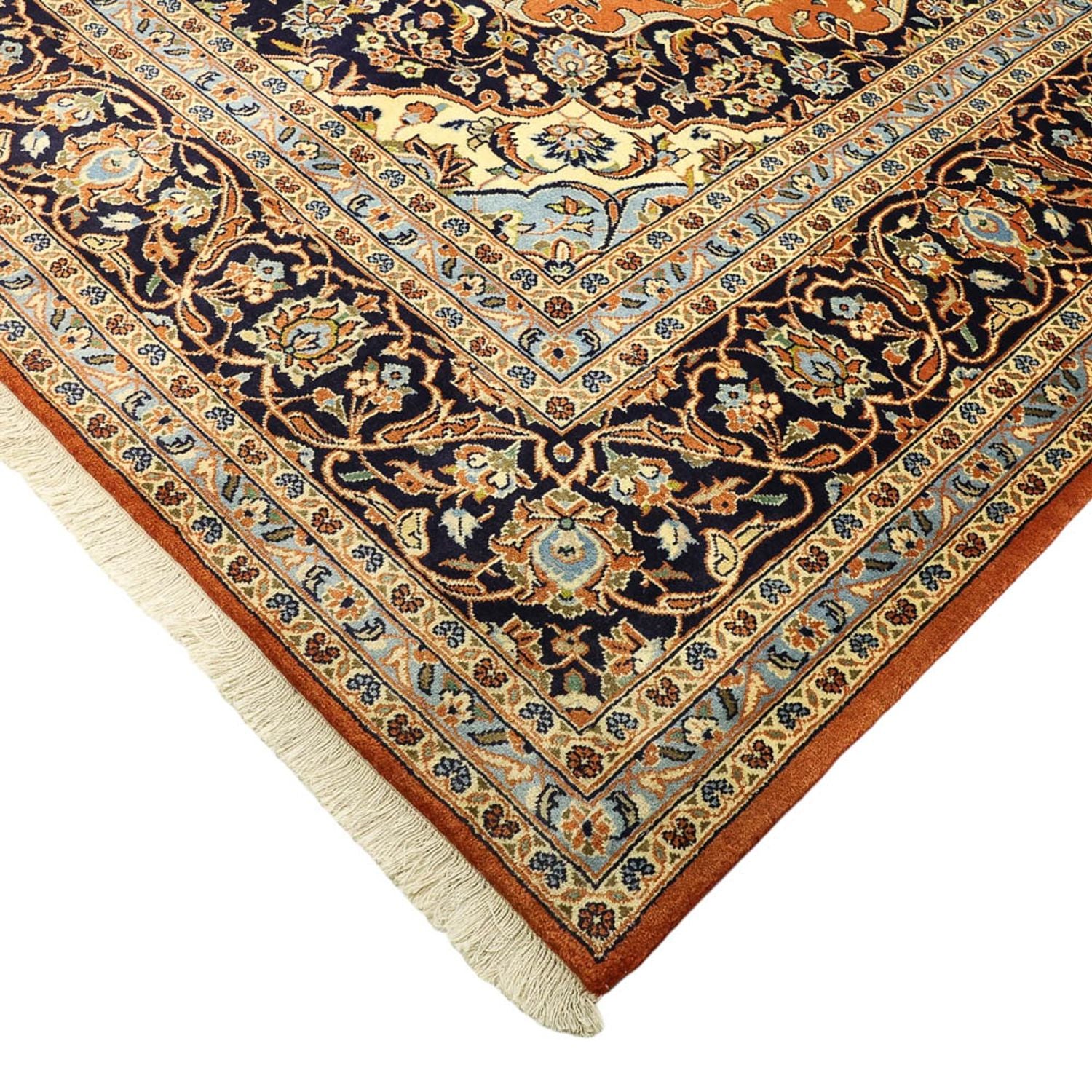 Persisk tæppe - Keshan - 347 x 251 cm - lysrød