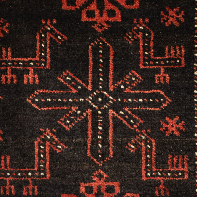 Løber Baluch-tæppe - 197 x 105 cm - mørkerød