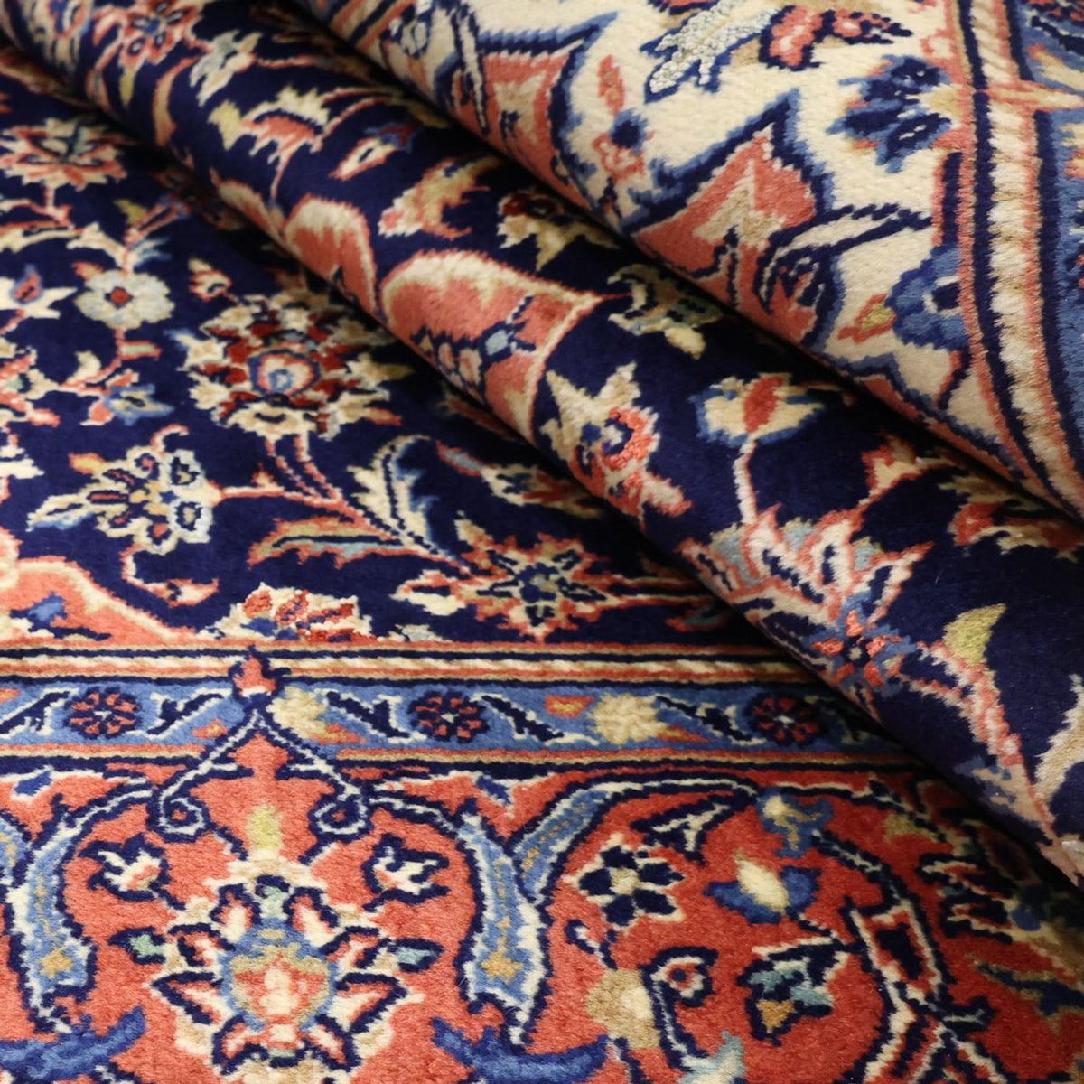 Persisk tæppe - Keshan - 169 x 114 cm - mørkeblå