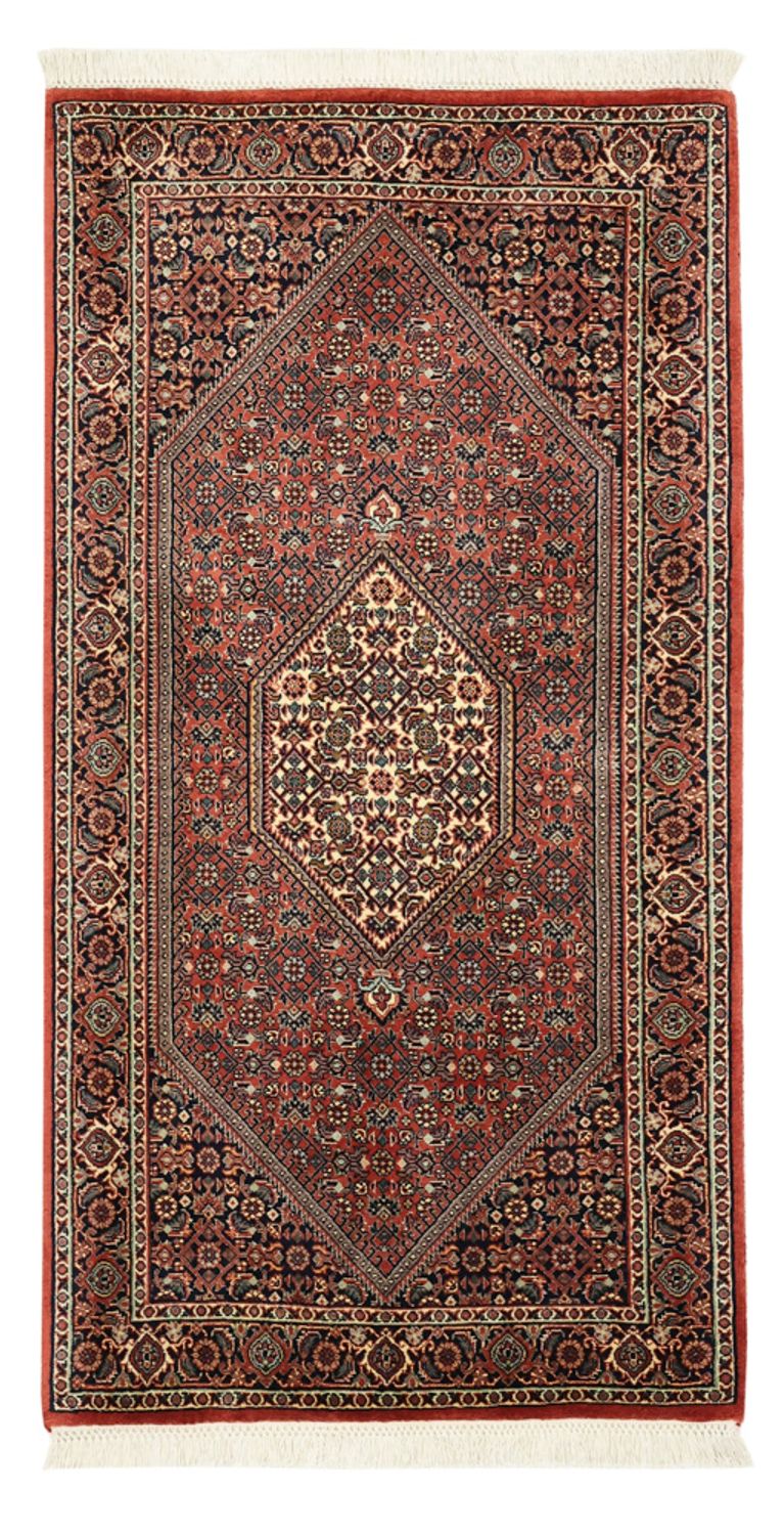 Persisk tæppe - Bijar - 136 x 70 cm - mørkerød