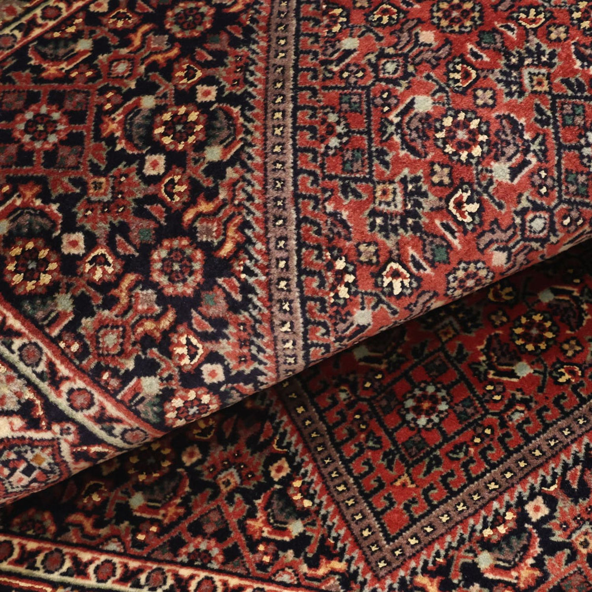 Persisk tæppe - Bijar - 136 x 70 cm - mørkerød