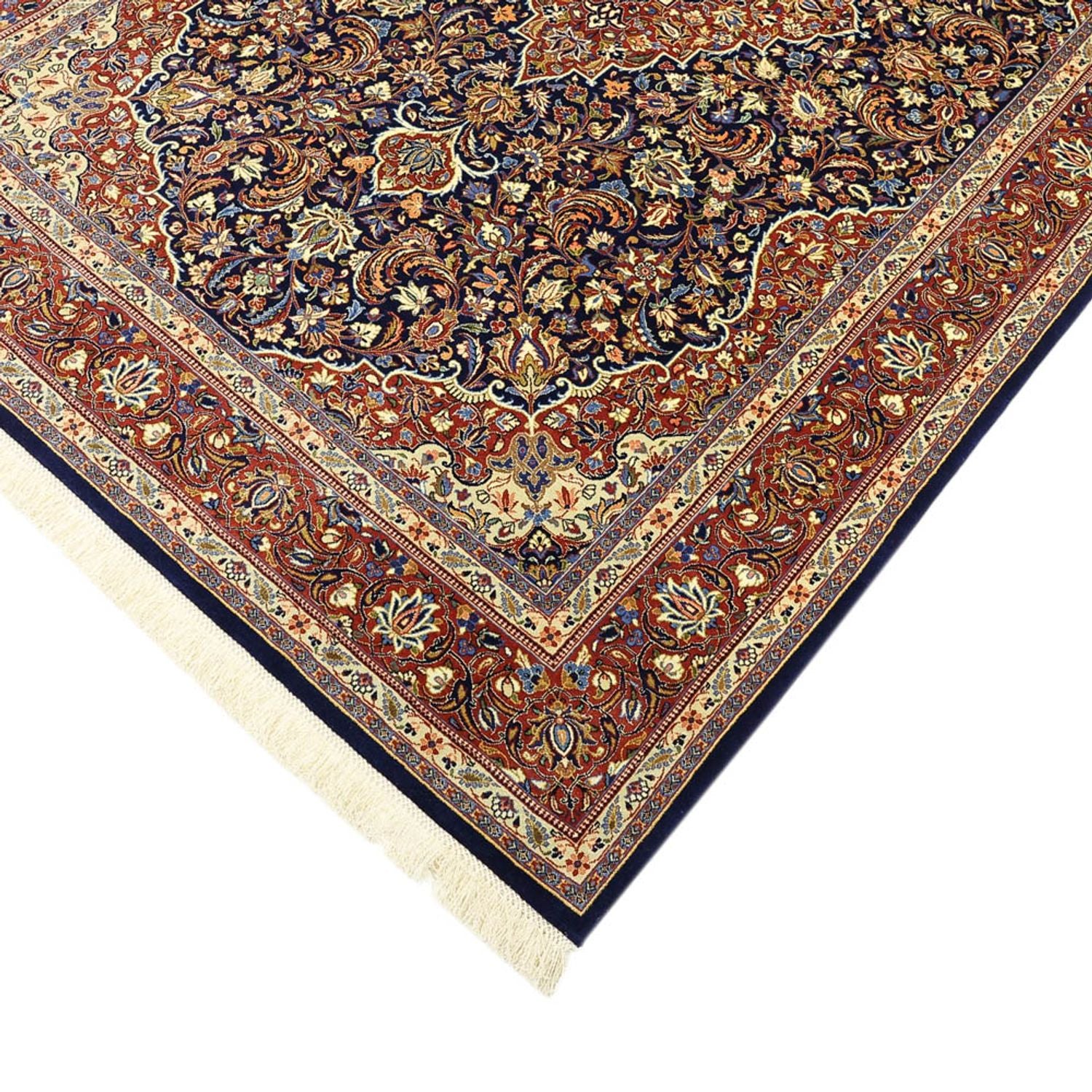 Persisk tæppe - Keshan - 203 x 132 cm - mørkeblå