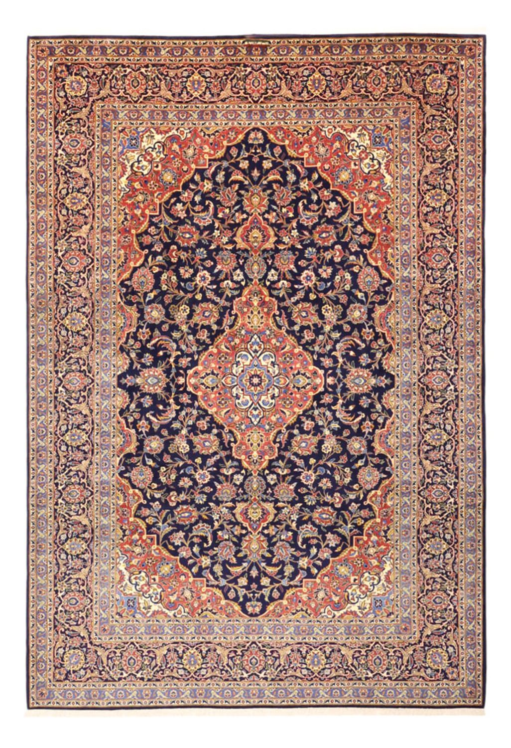 Persisk tæppe - Keshan - 321 x 221 cm - mørkeblå