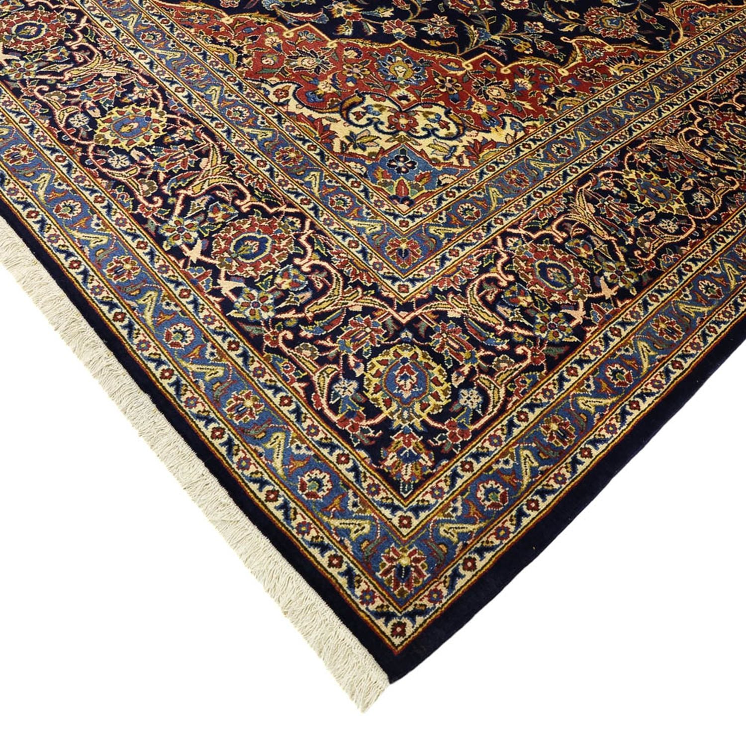 Persisk tæppe - Keshan - 321 x 221 cm - mørkeblå