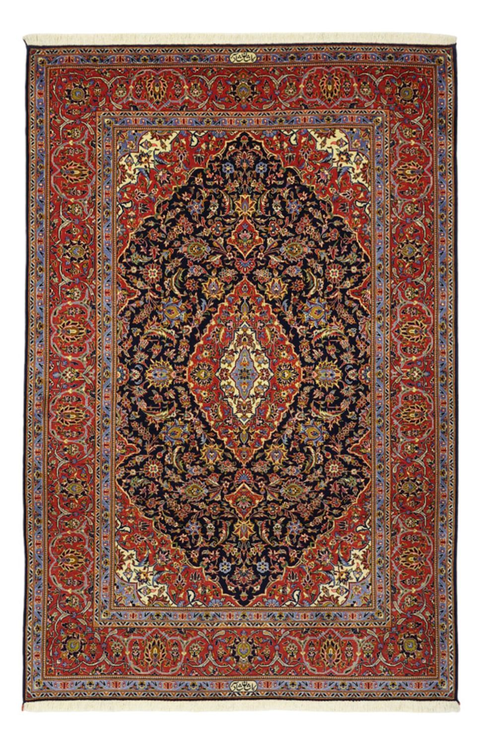Persisk tæppe - Keshan - 208 x 139 cm - mørkerød