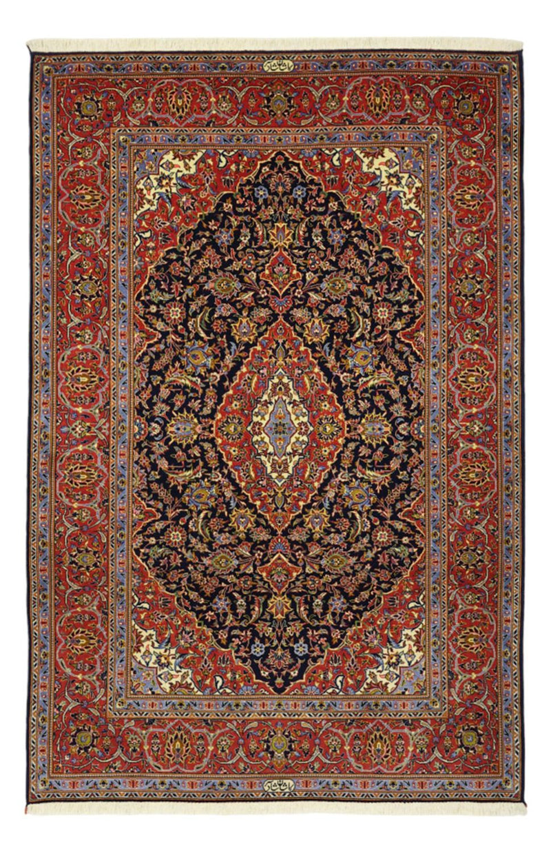 Persisk tæppe - Keshan - 208 x 139 cm - mørkerød