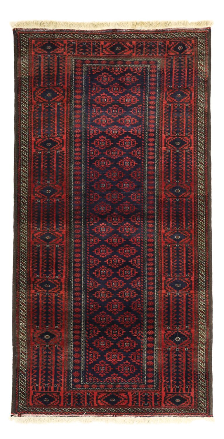 Løber Baluch-tæppe - 188 x 99 cm - mørkerød