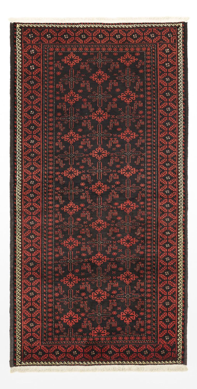 Løber Baluch-tæppe - 204 x 102 cm - mørkerød