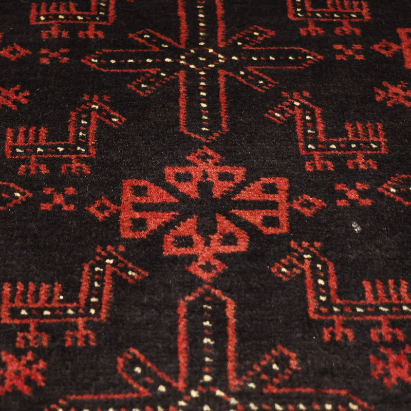 Løber Baluch-tæppe - 204 x 102 cm - mørkerød