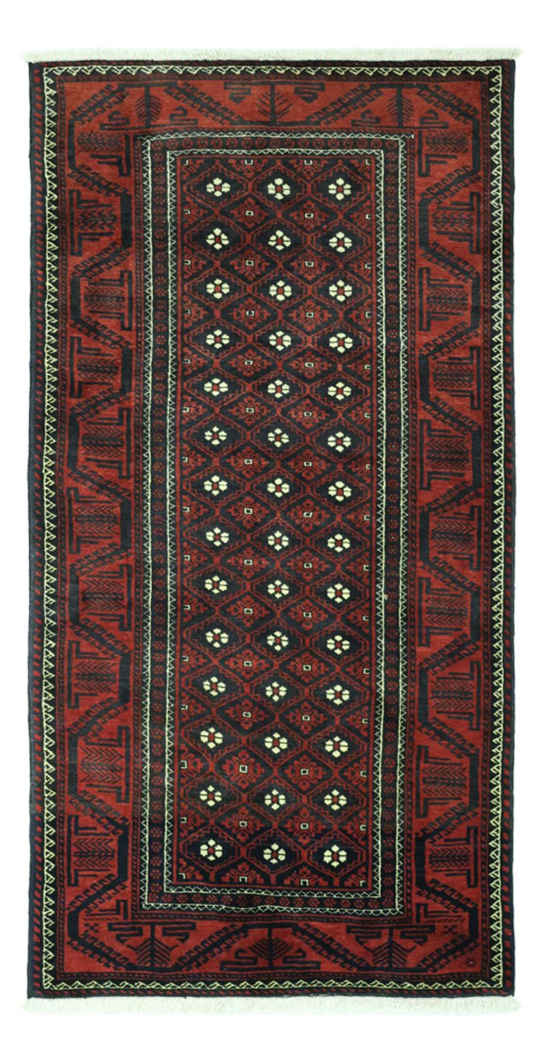Løber Baluch-tæppe - 198 x 103 cm - mørkerød