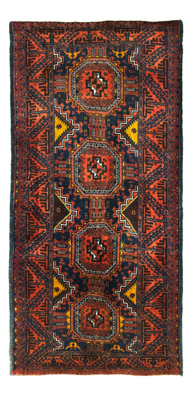 Løber Baluch-tæppe - 198 x 98 cm - mørkerød