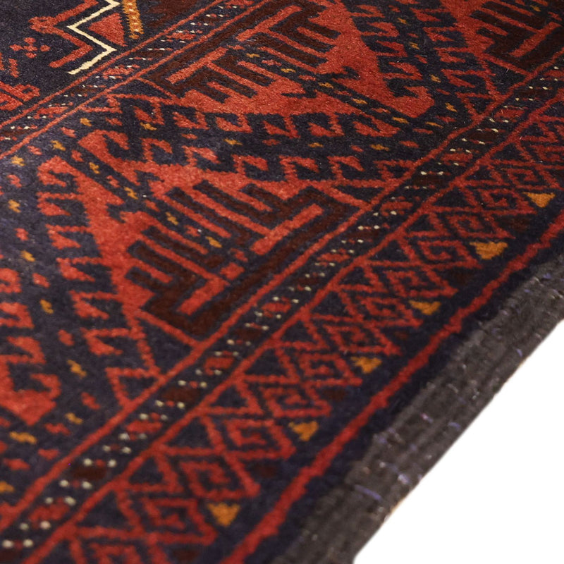 Løber Baluch-tæppe - 198 x 98 cm - mørkerød