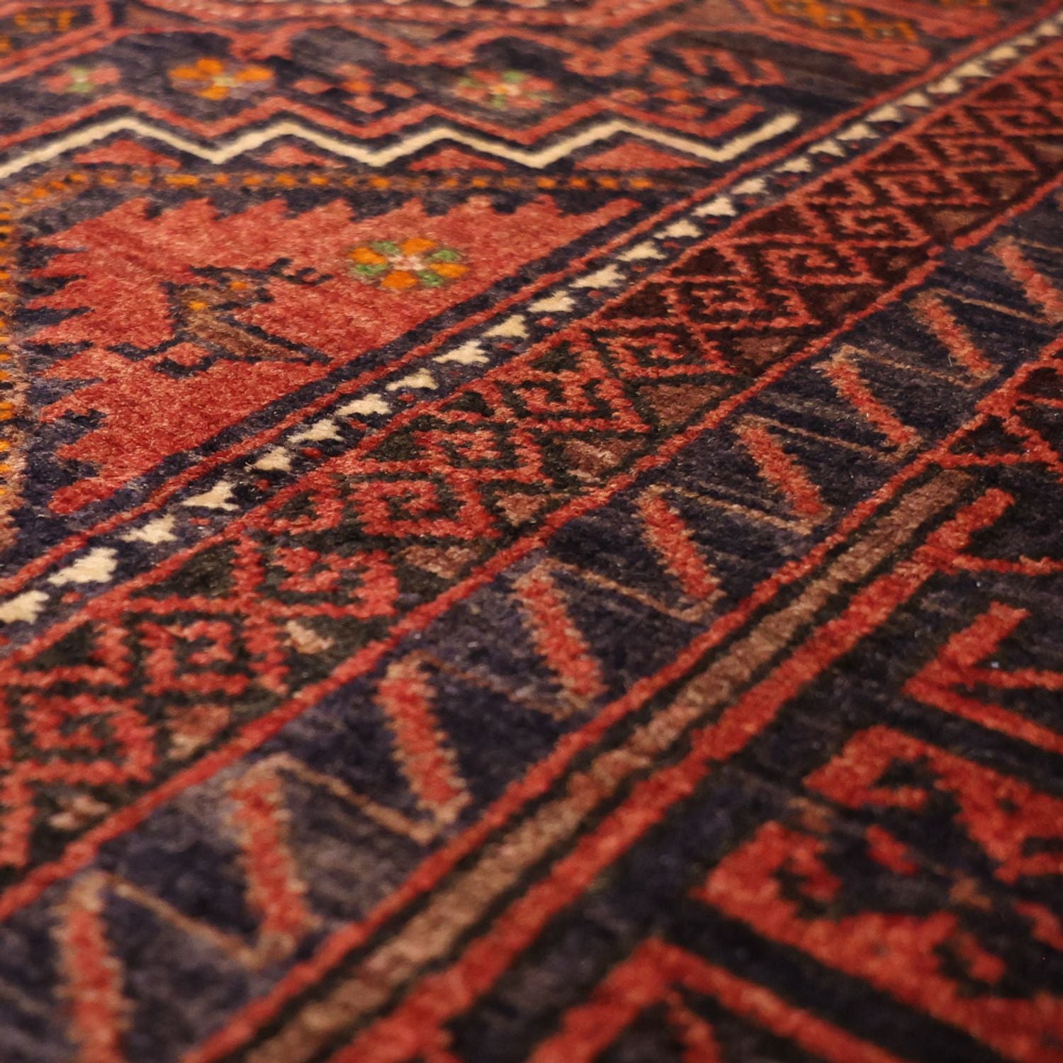 Løber Baluch-tæppe - 194 x 98 cm - mørkerød